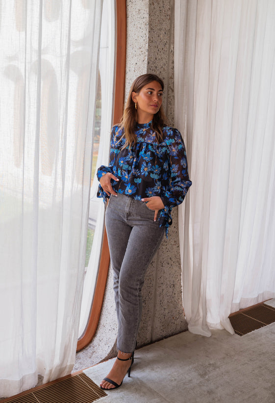 Black and Blue Floral Heloisa Blouse