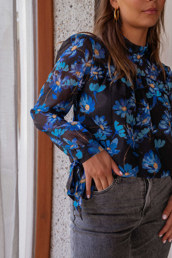 Black and Blue Floral Heloisa Blouse