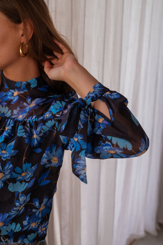 Black and Blue Floral Heloisa Blouse