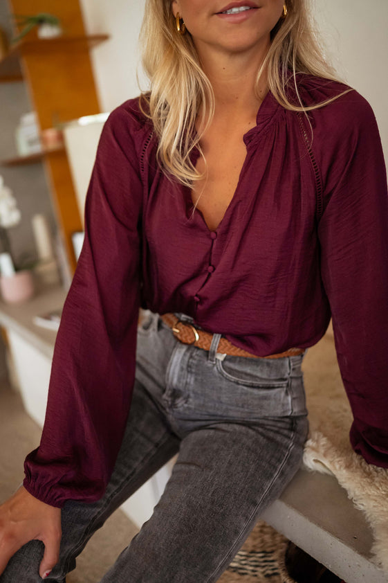 Burgundy Janelle Blouse