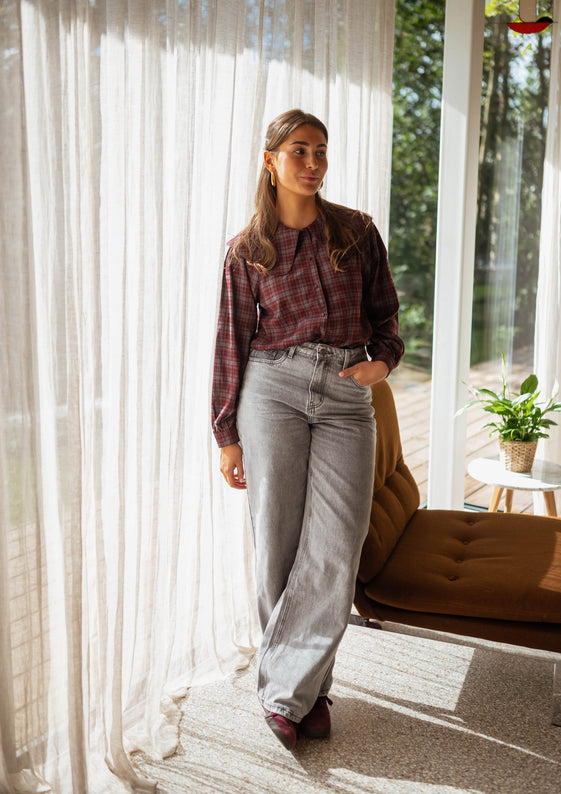 Burgundy Checkered Emmie Shirt