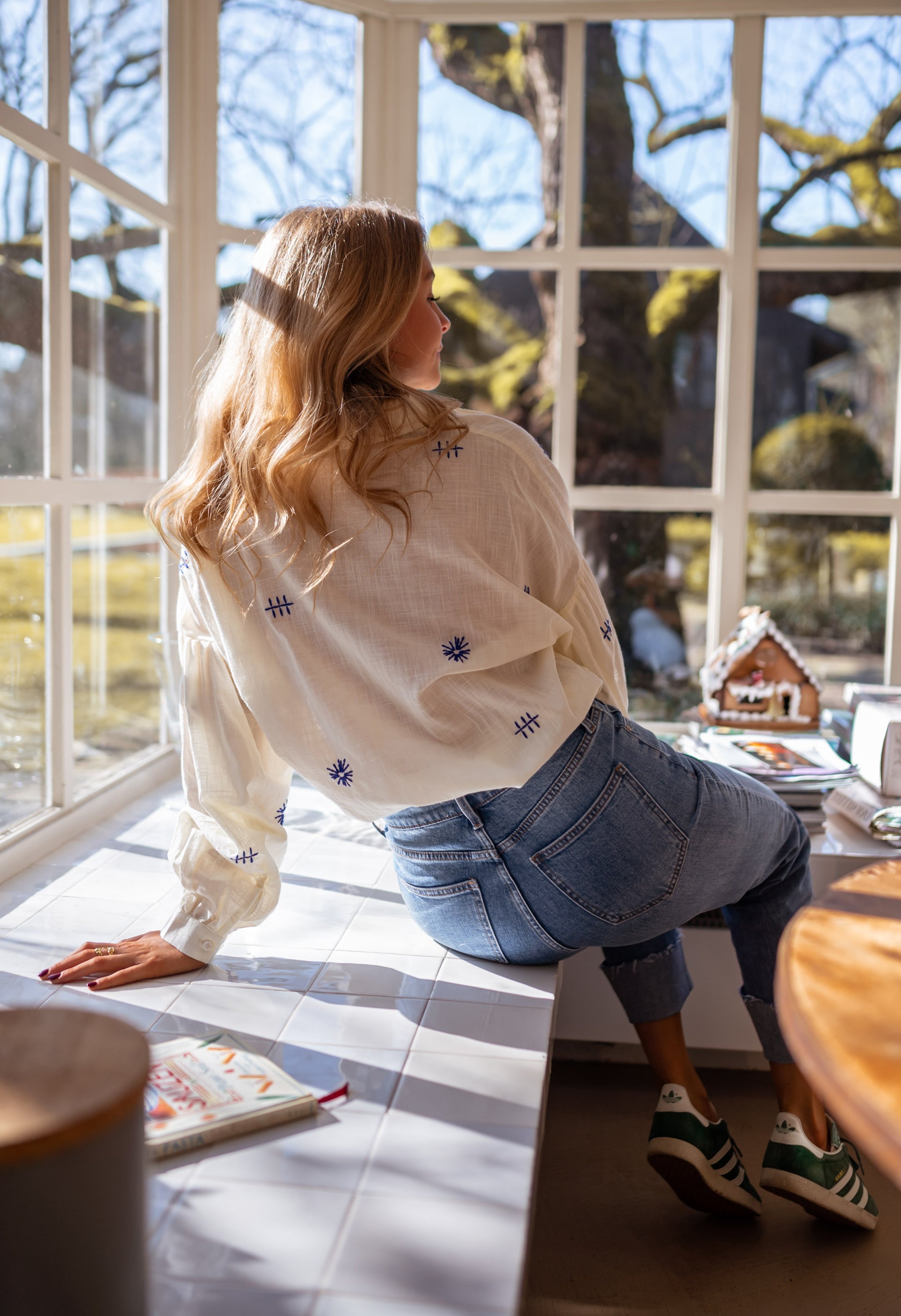 Pale Yellow and Blue Patterned Orleana Shirt