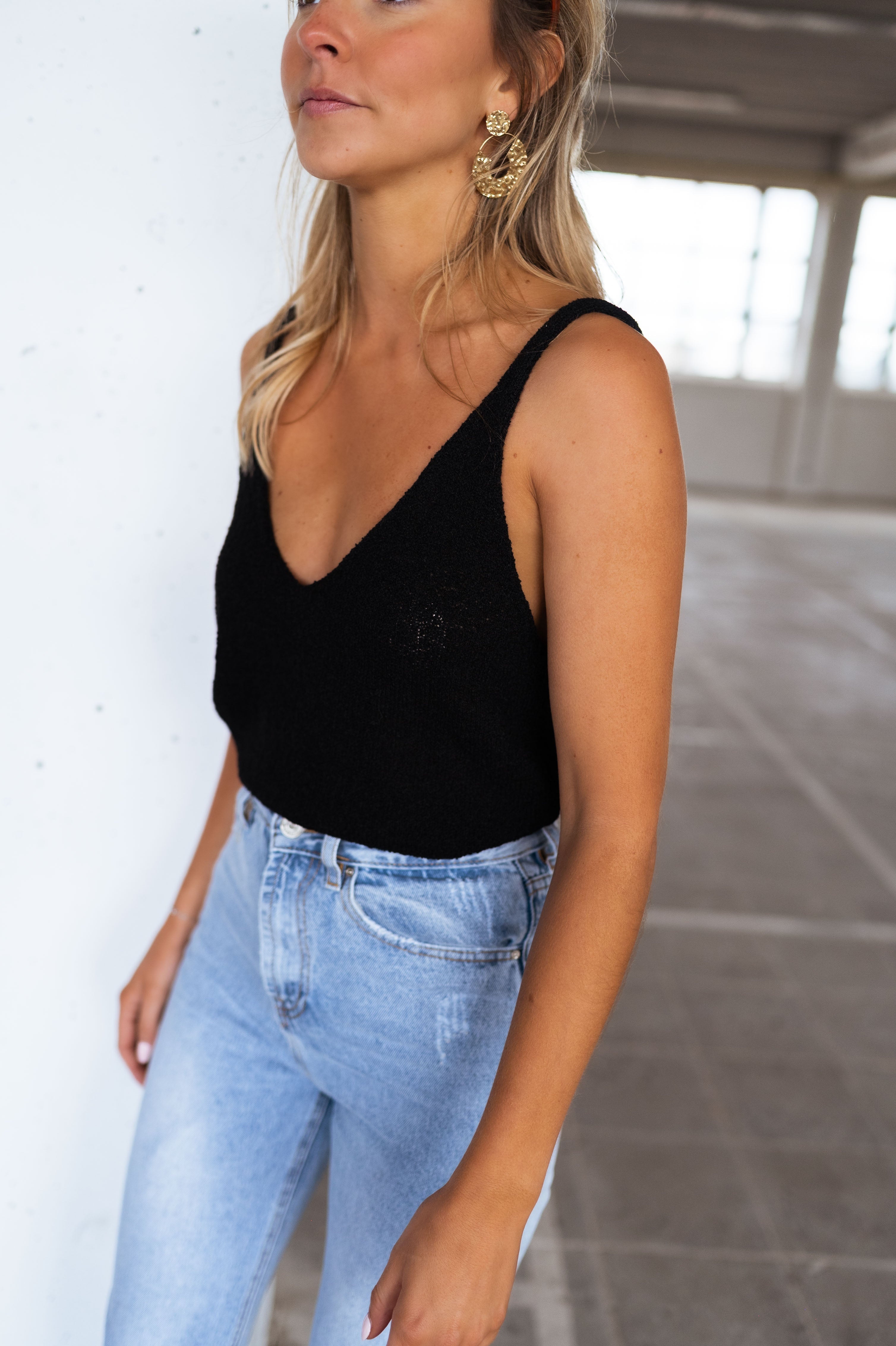 Black Neda Wool Effect Top