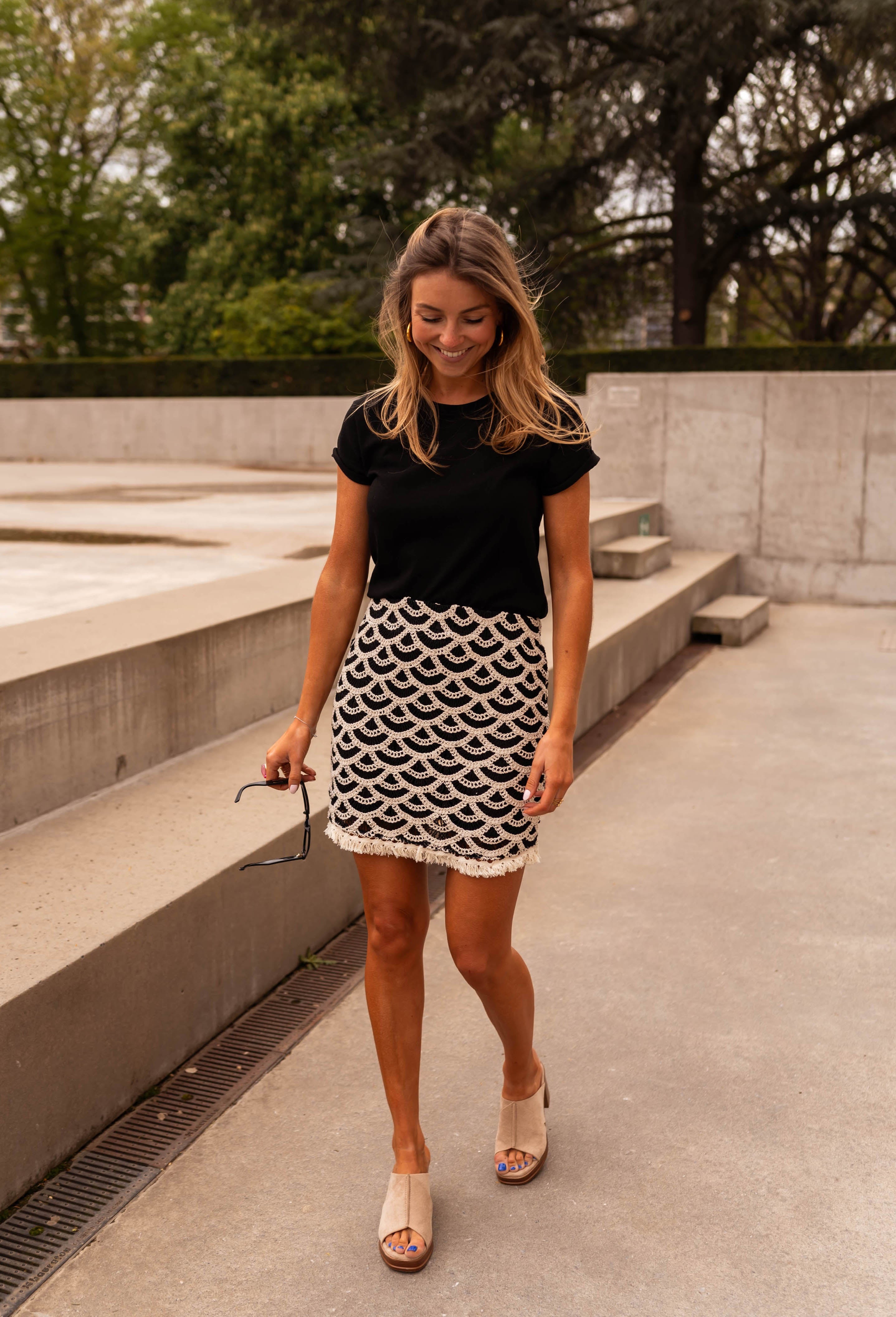 Black and Ecru Crochet Teresa Skirt