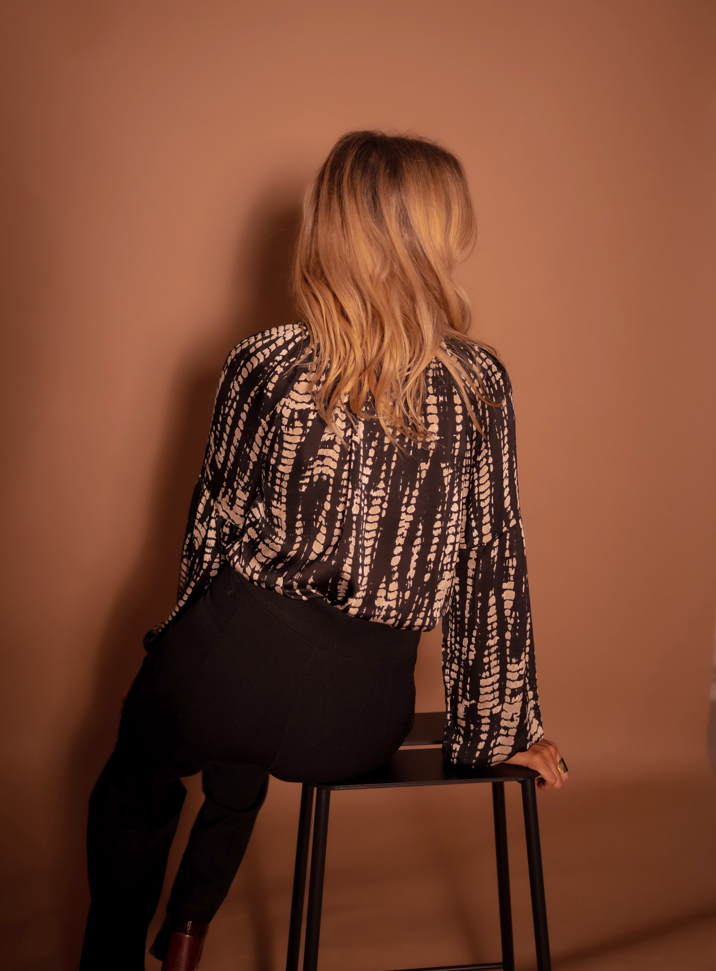 Black and Taupe Spotted Thiam Blouse