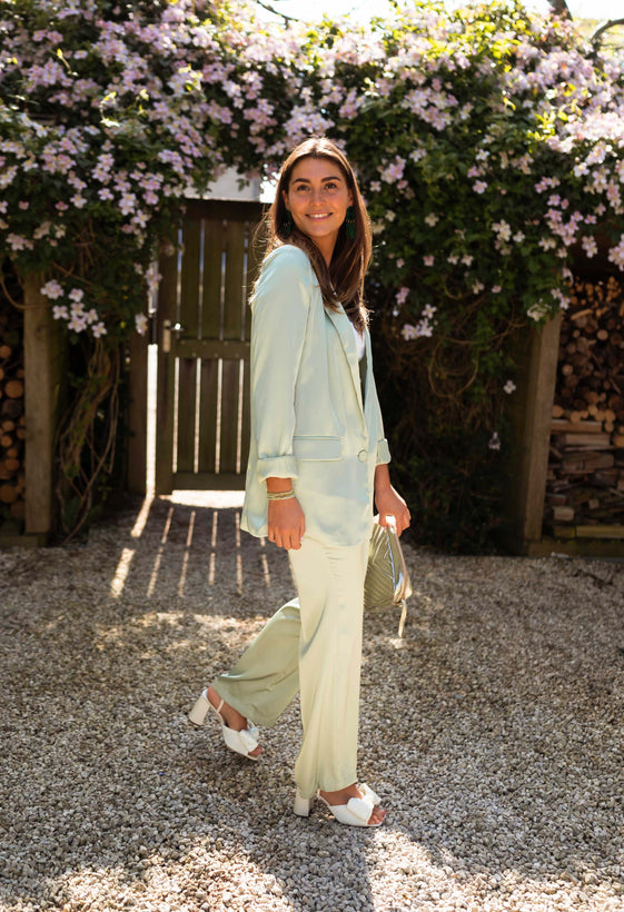 Sea Green Satin Appoline Pants