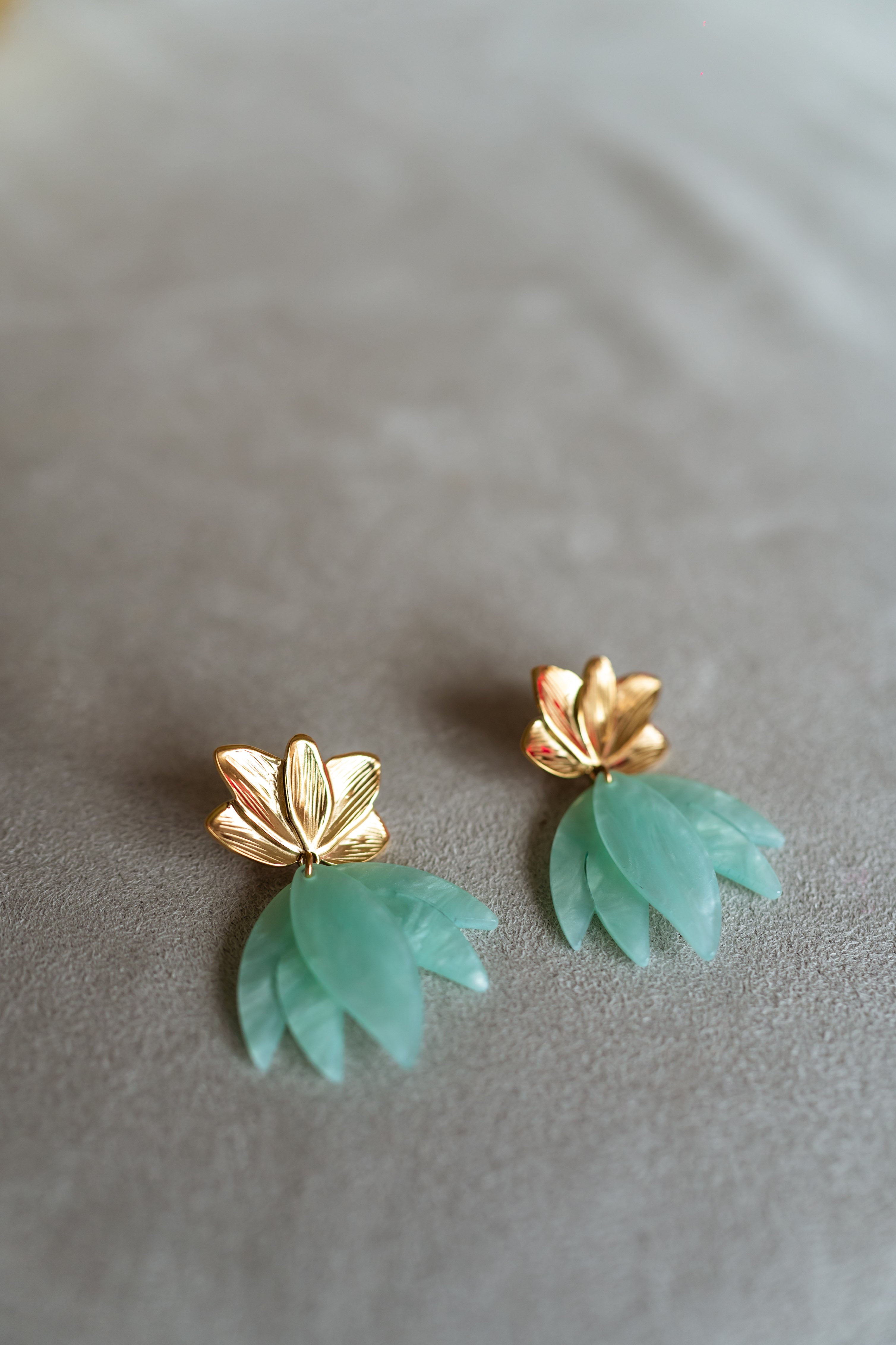 Sea Green and Golden Willy Earrings