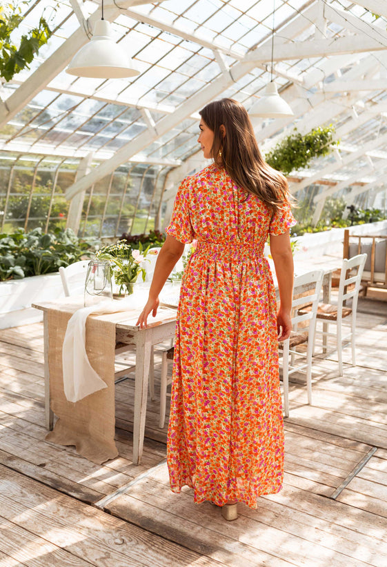 Orange Floral Shilow Dress