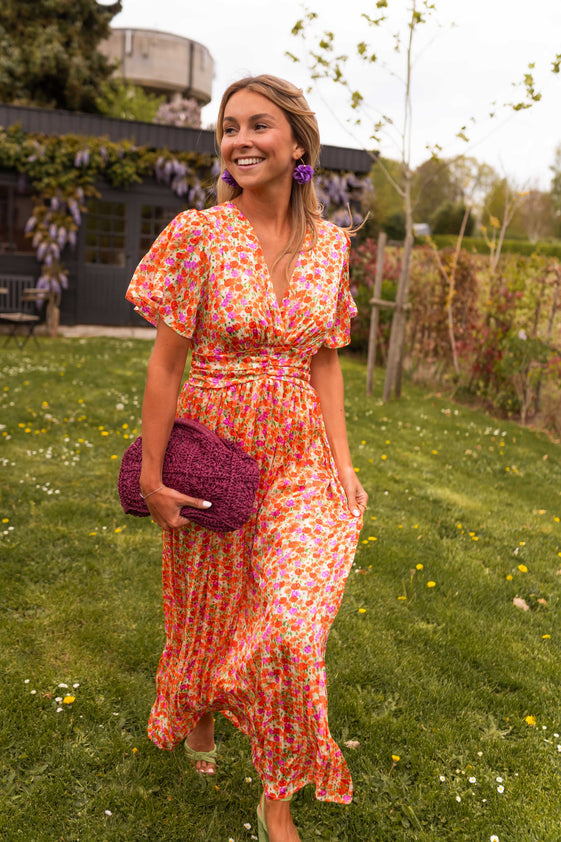 Orange Floral Shilow Dress