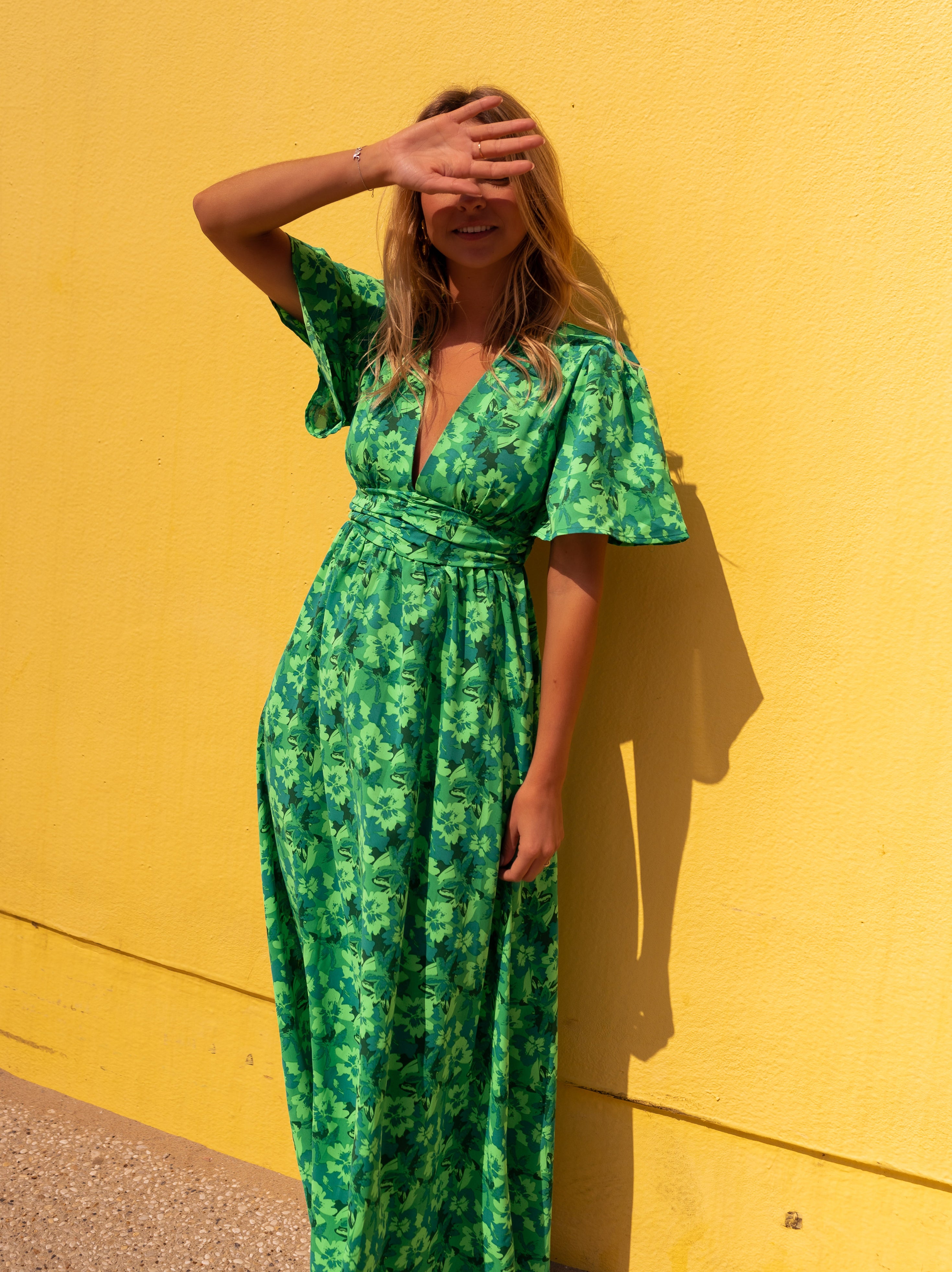 Green Patterned Tiphaine Dress