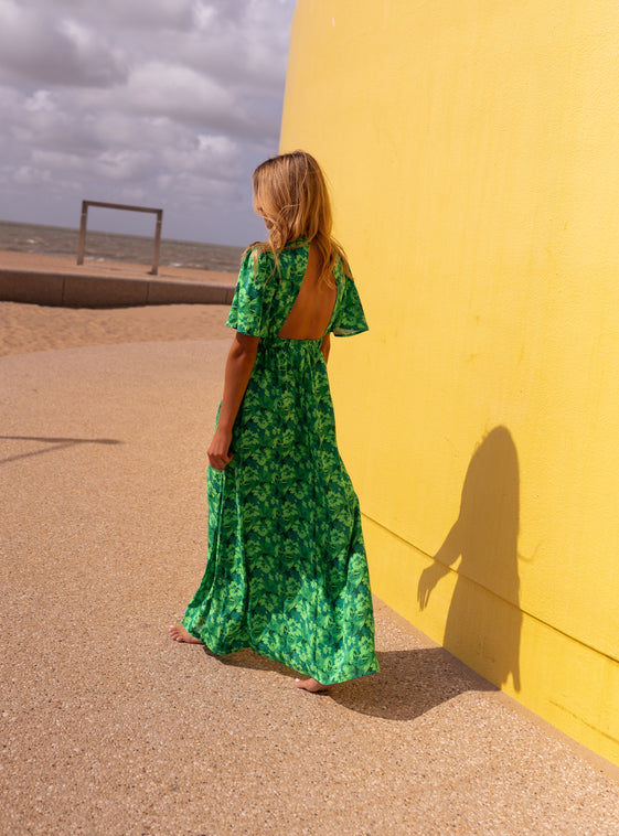 Green Patterned Tiphaine Dress