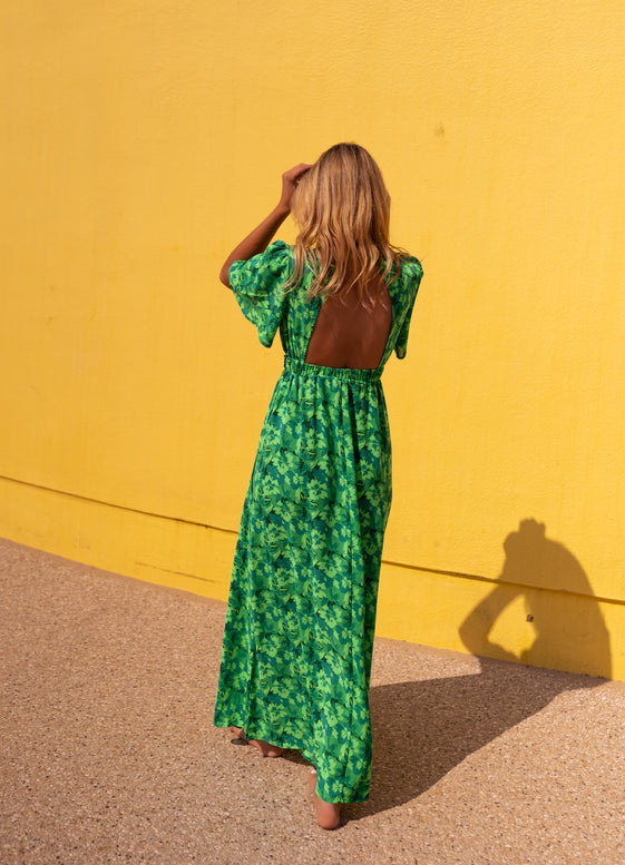 Green Patterned Tiphaine Dress