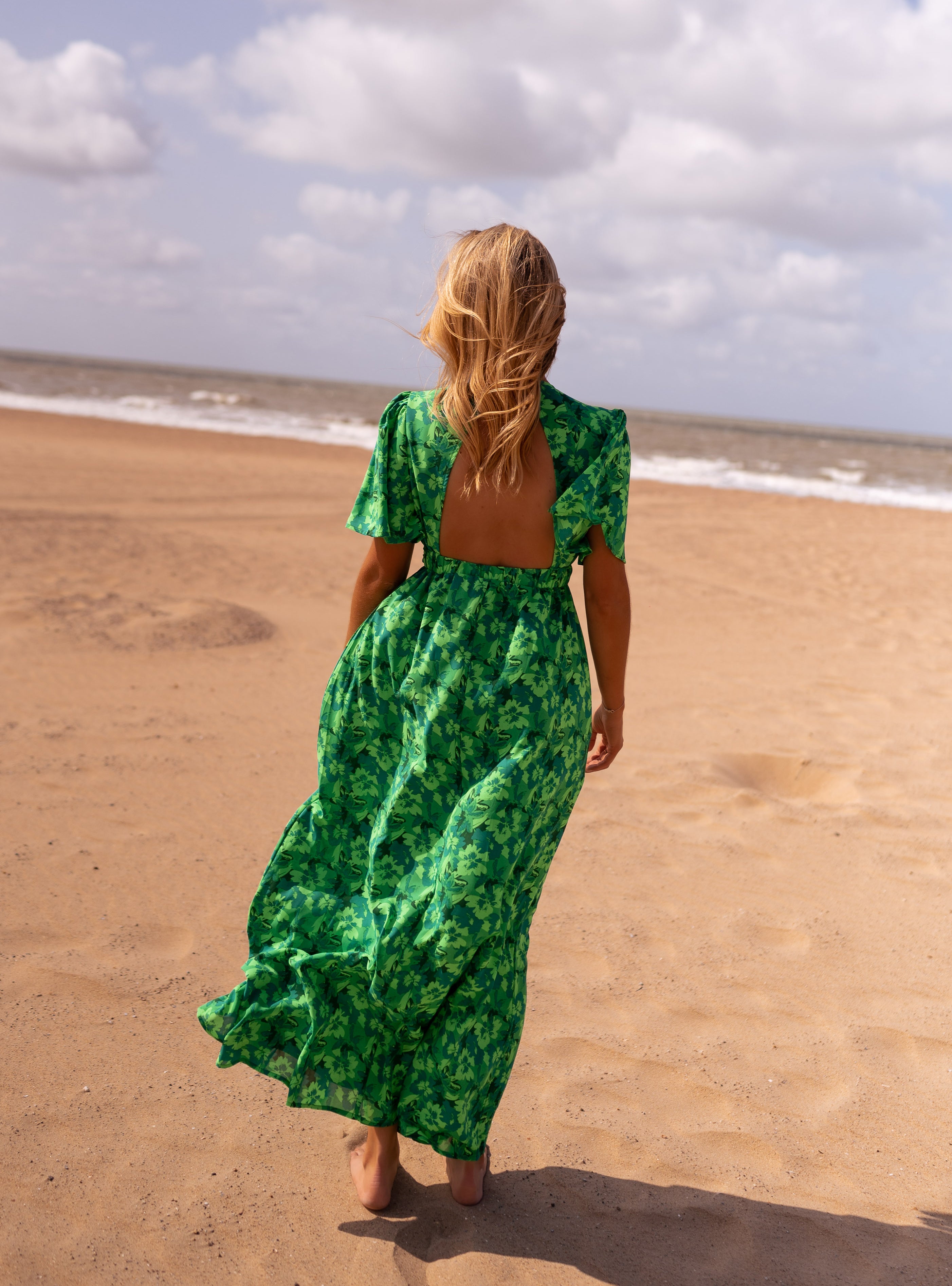 Green Patterned Tiphaine Dress