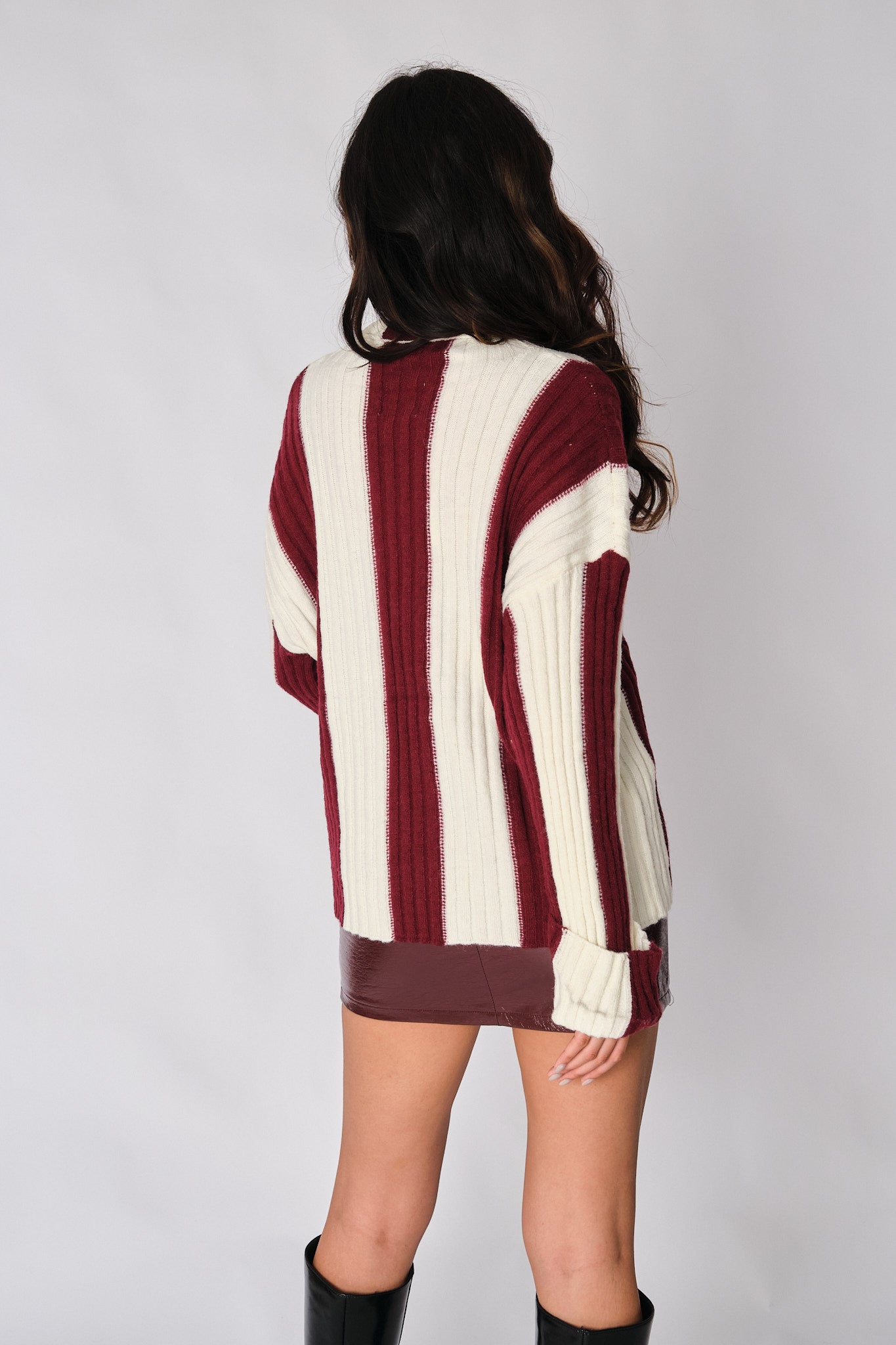 Ecru and Burgundy Edmee Sweater