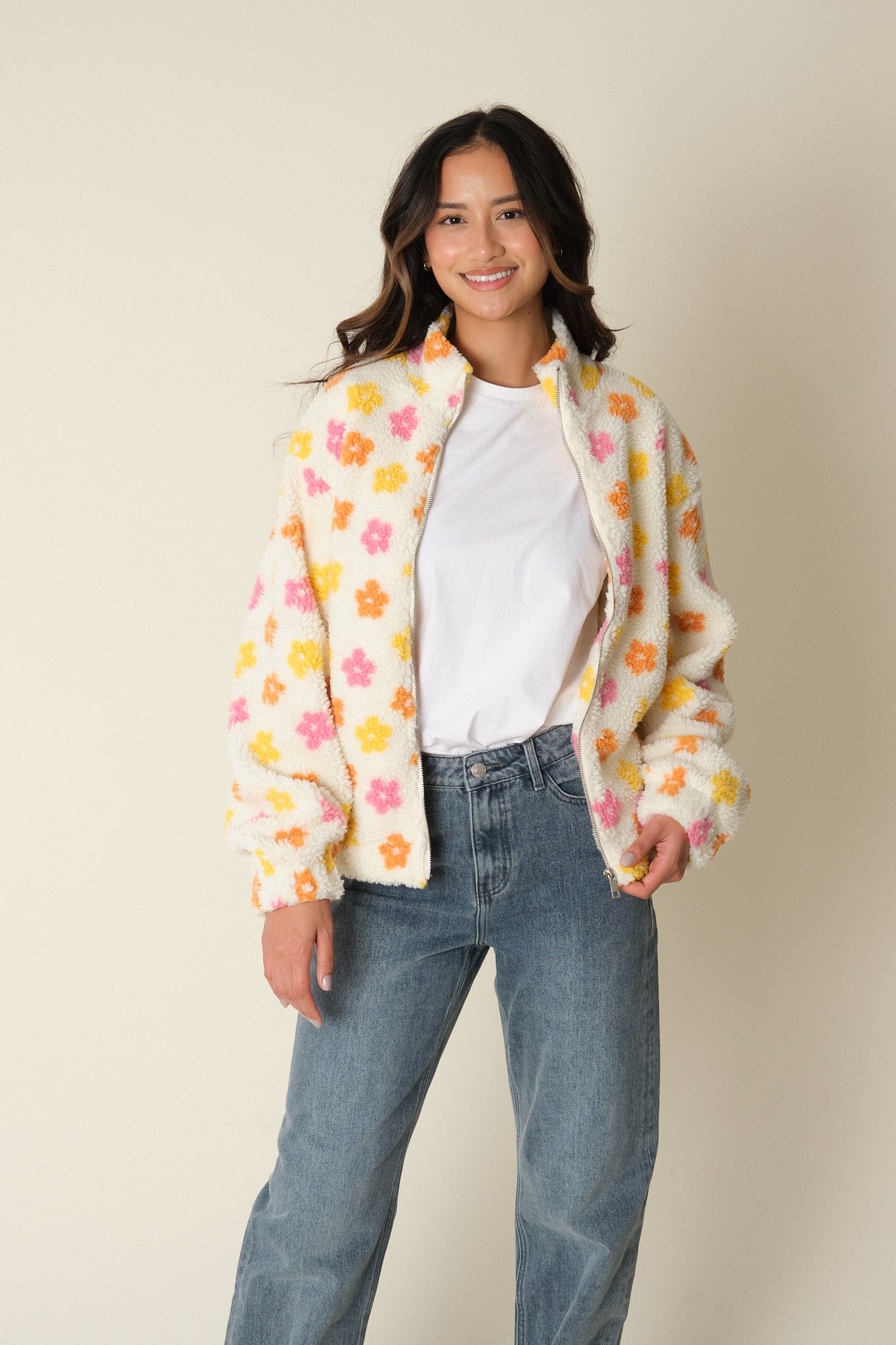 Ecru Floral Danilo Polar Fleece Jacket