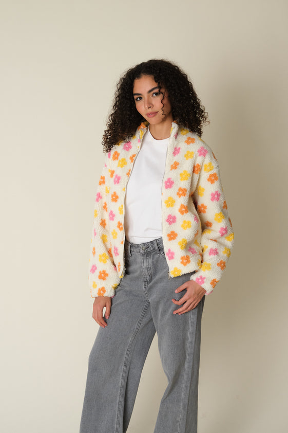 Ecru Floral Danilo Polar Fleece Jacket