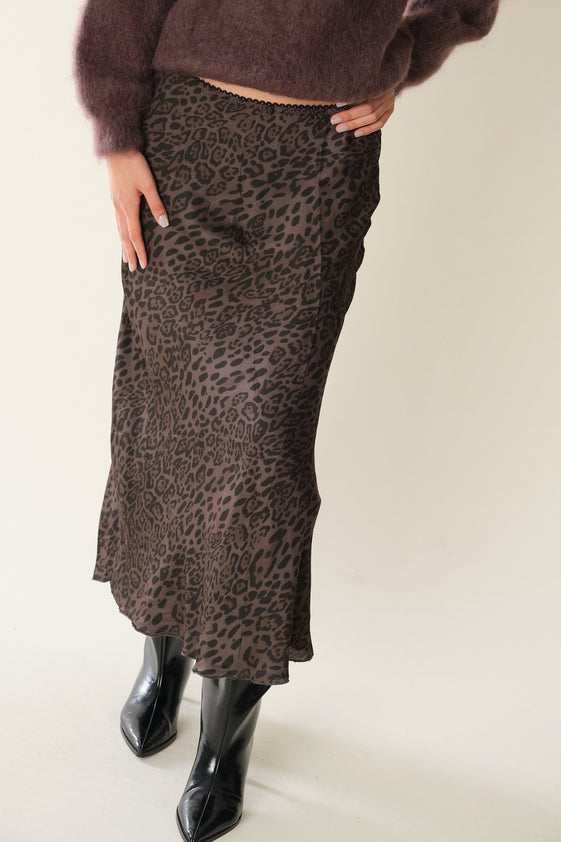 Chocolate and Black Leopard Ben Skirt