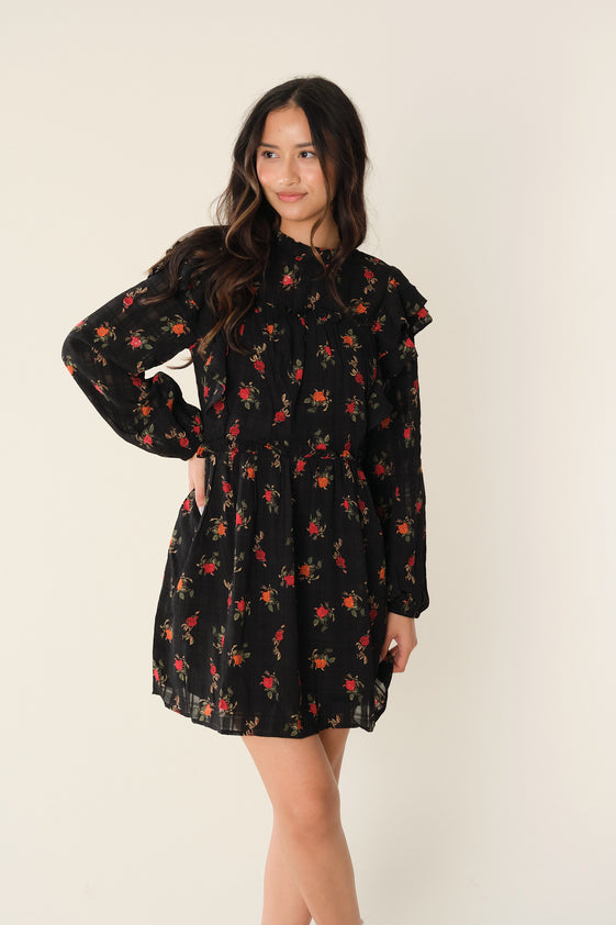 Black Floral Elane Dress