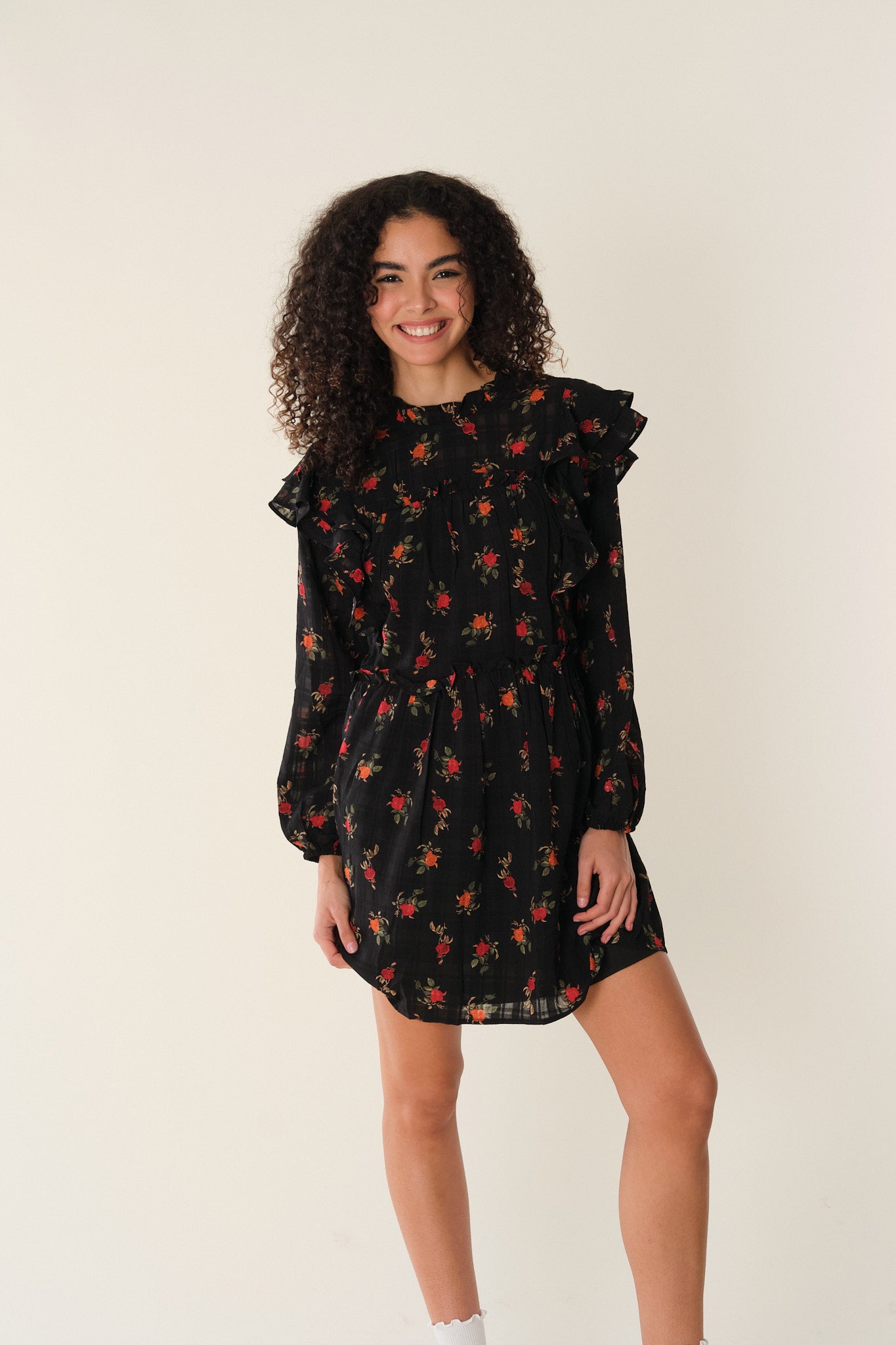 Black Floral Elane Dress