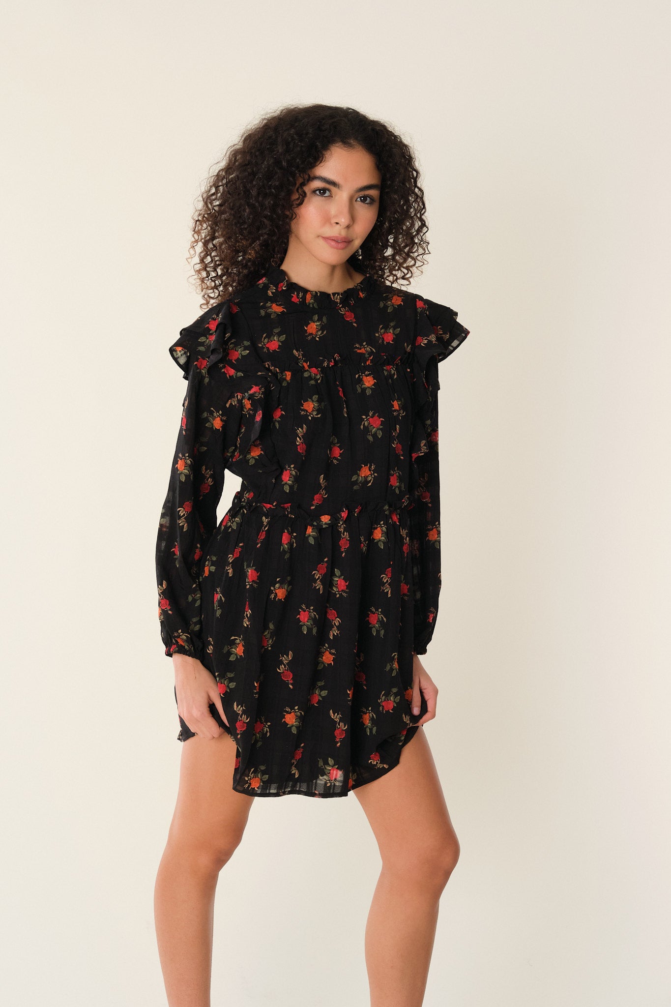 Black Floral Elane Dress