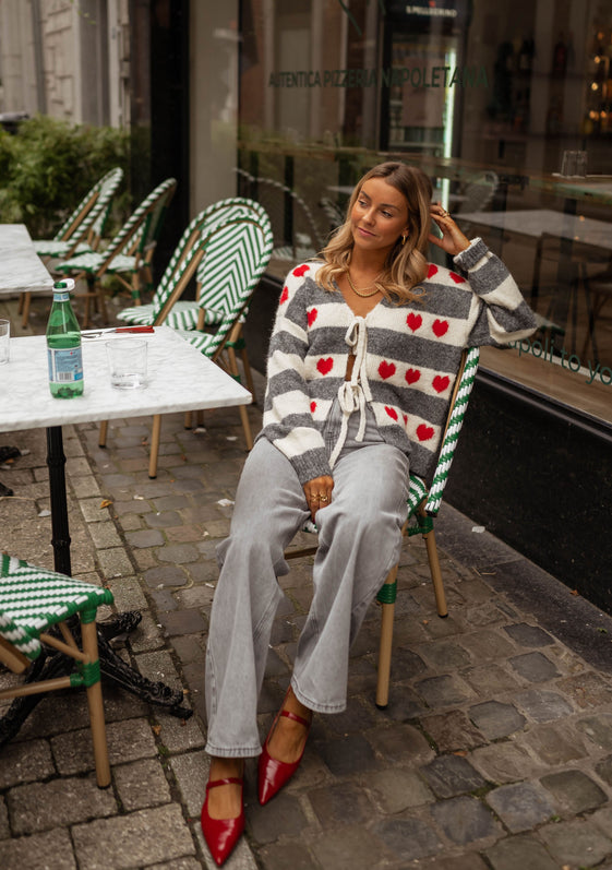 Grey Striped Anne Cardigan