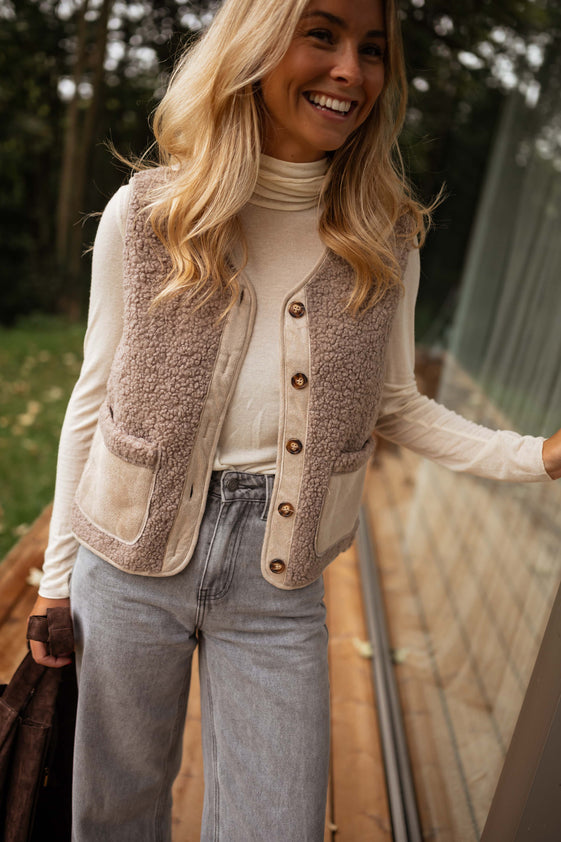 Taupe Ghislain Sleeveless Cardigan