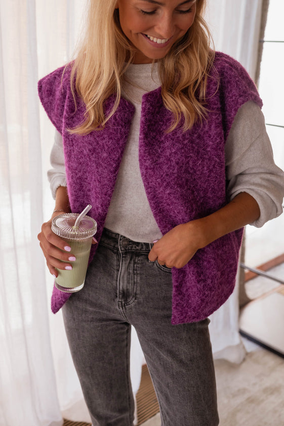 Purple Lander Sleeveless Cardigan