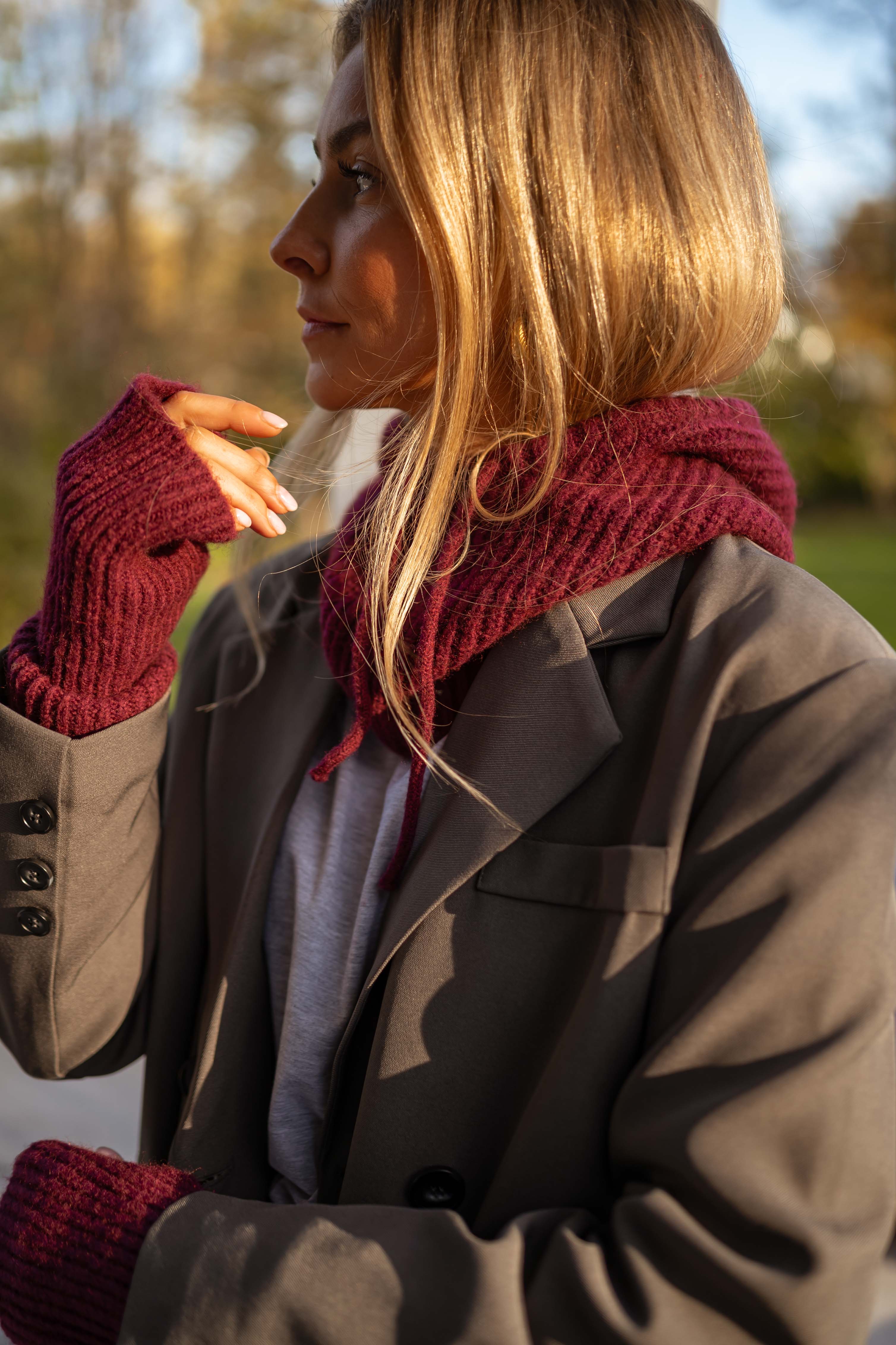 Burgundy Roann Mittens