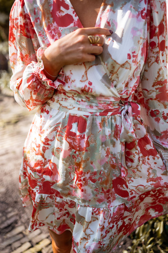 Orange and Khaki Patterned Toby Dress