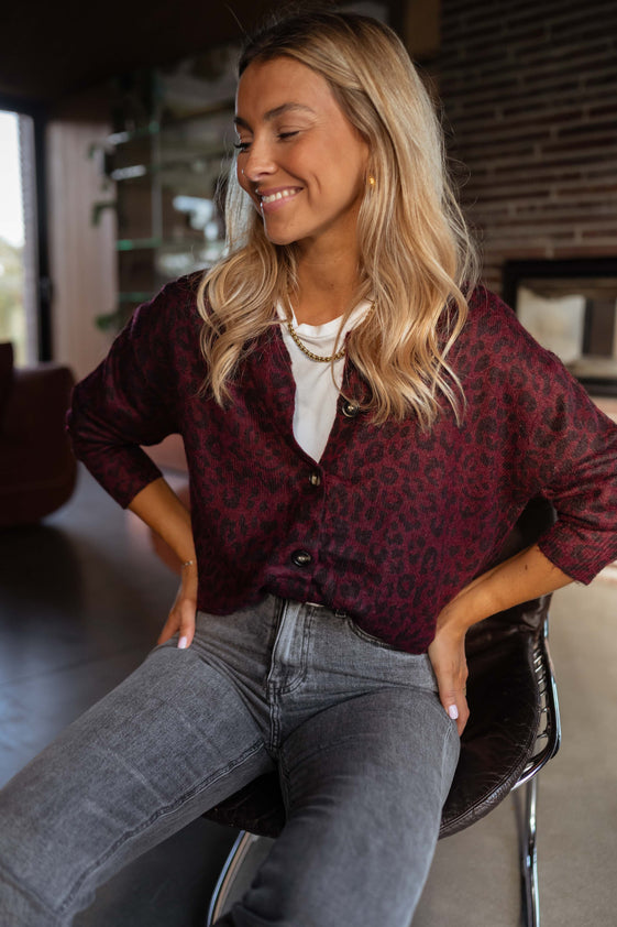 Burgundy Leopard Ozro Cardigan