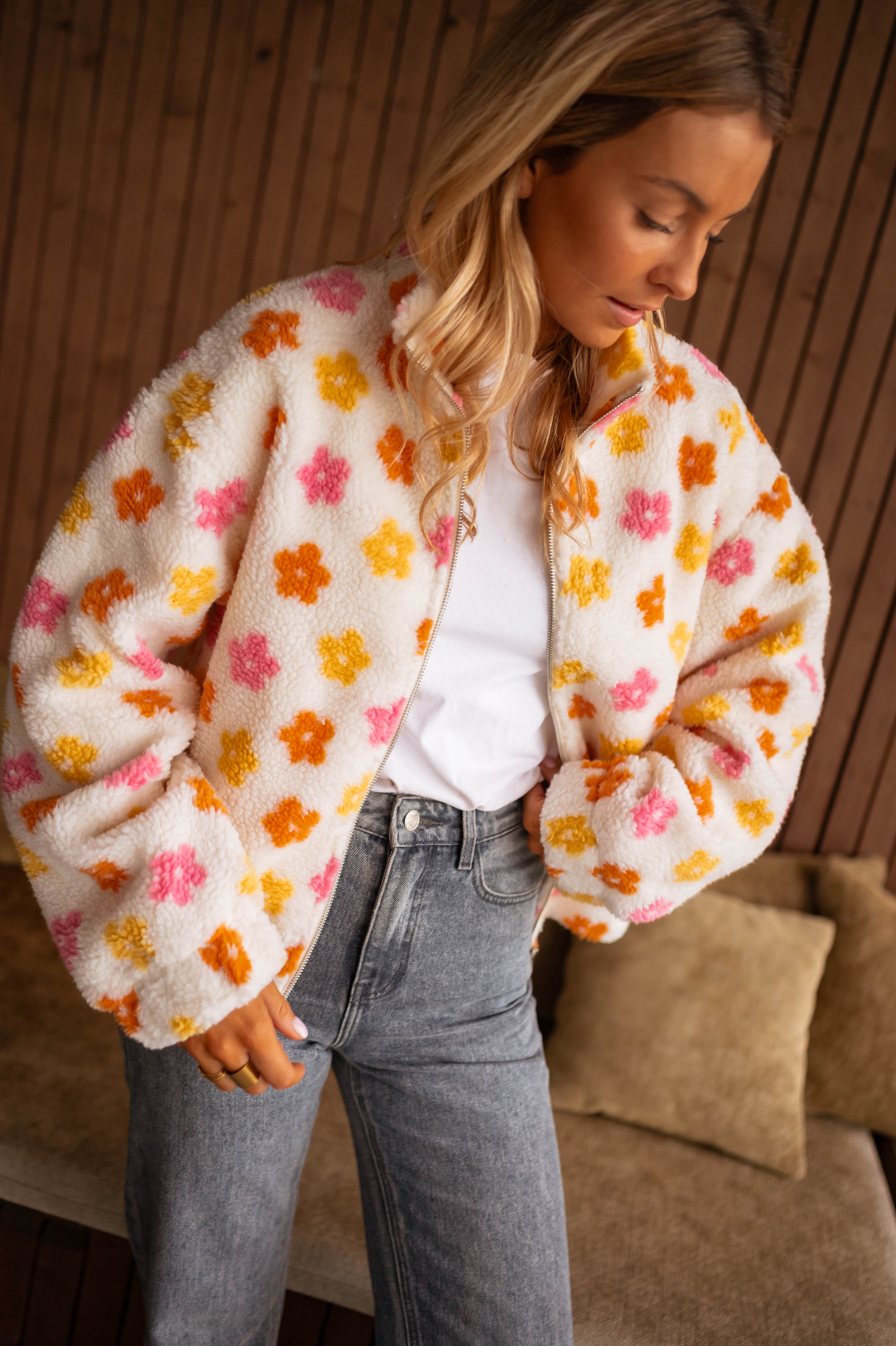 Ecru Floral Danilo Polar Fleece Jacket