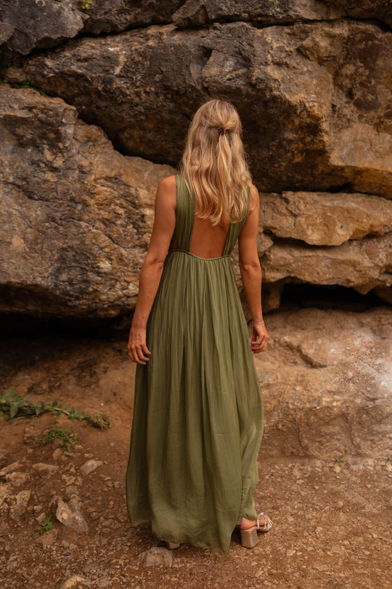 Green Silk Floria Dress