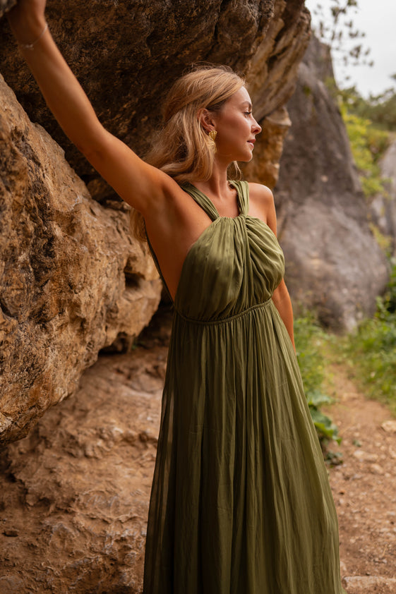 Green Silk Floria Dress