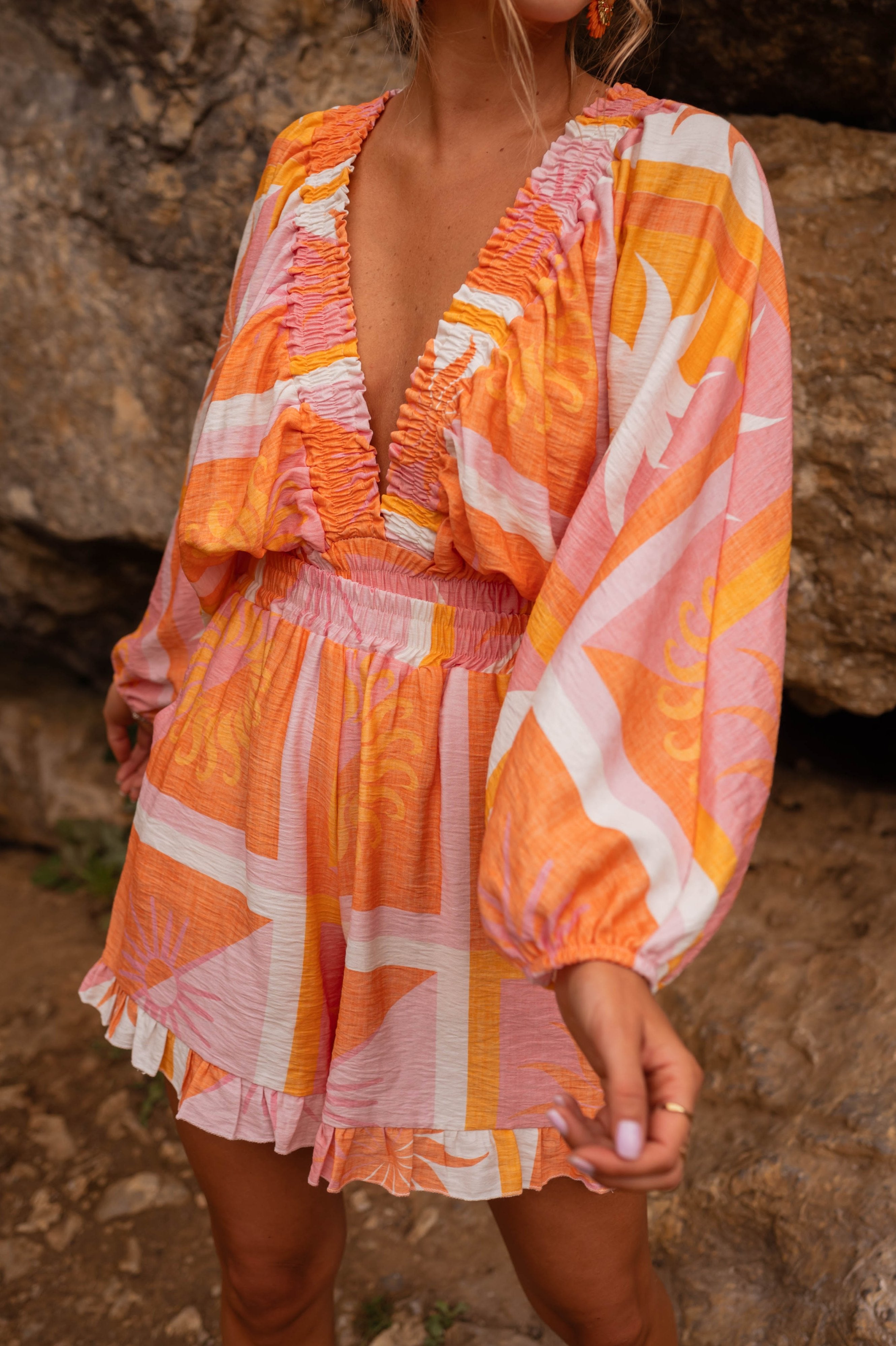 Orange Patterned Ivanka Shorts