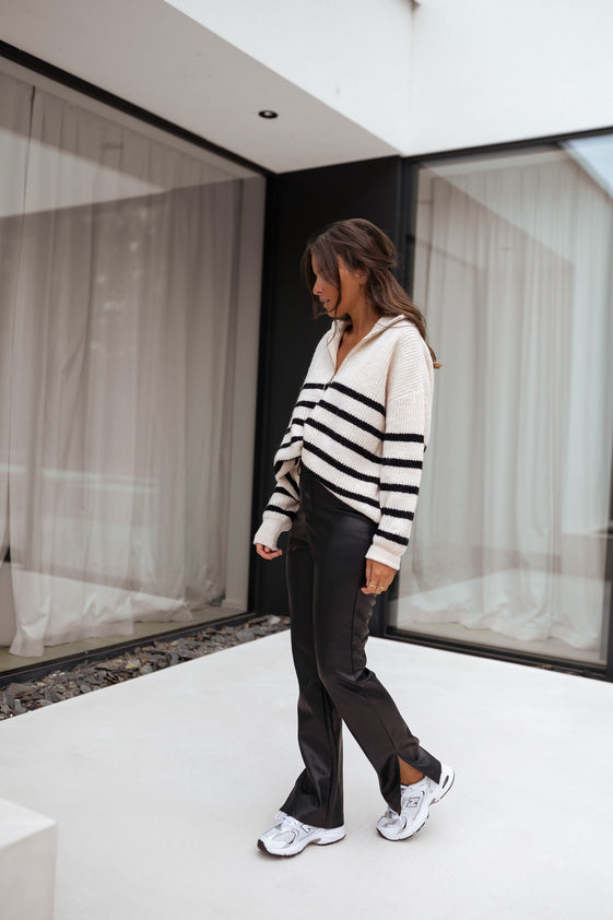 Ecru striped Lelio Sweater - Easy Clothes North America