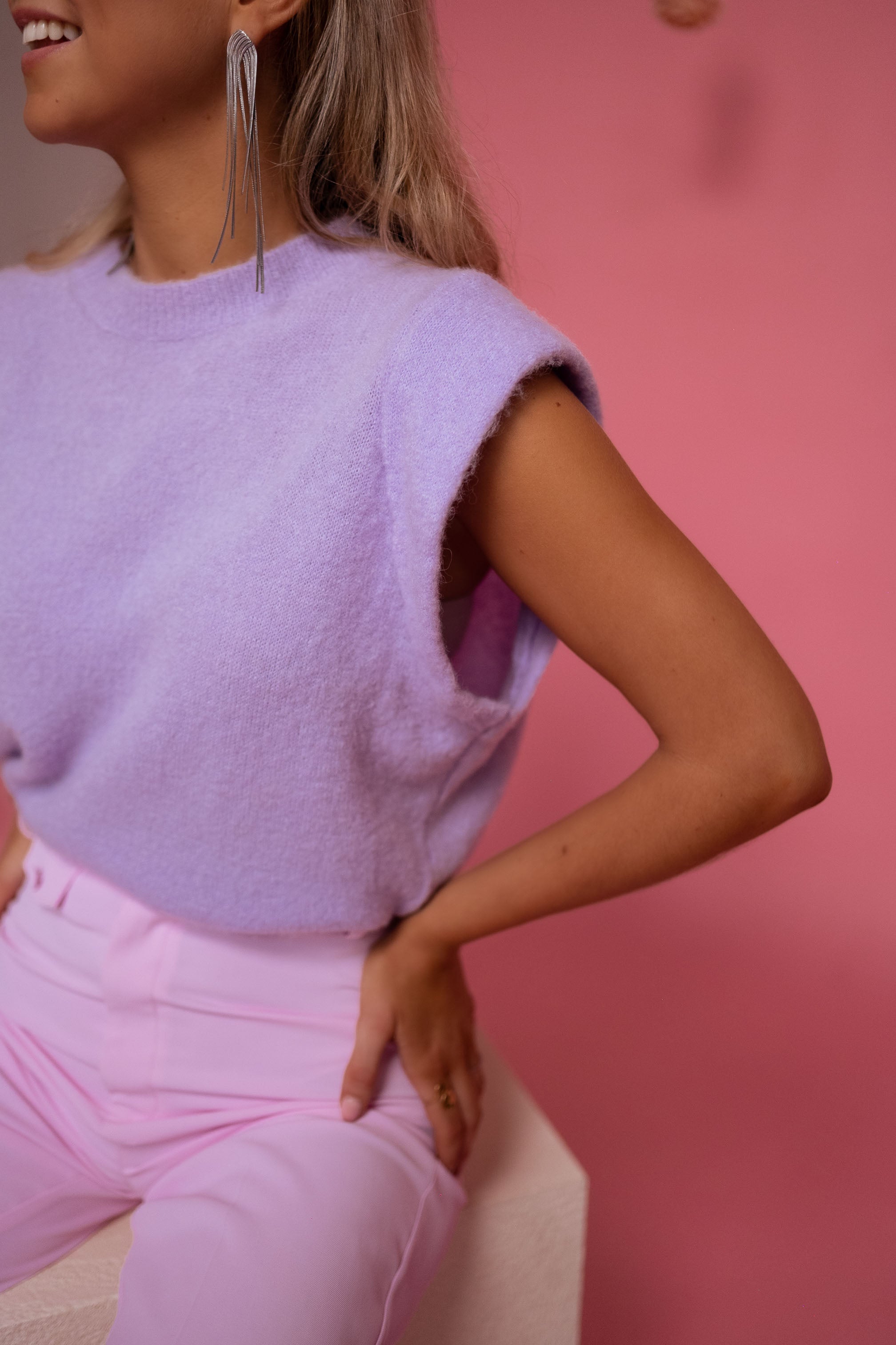 Lilac Barbara Short Sleeve Sweater