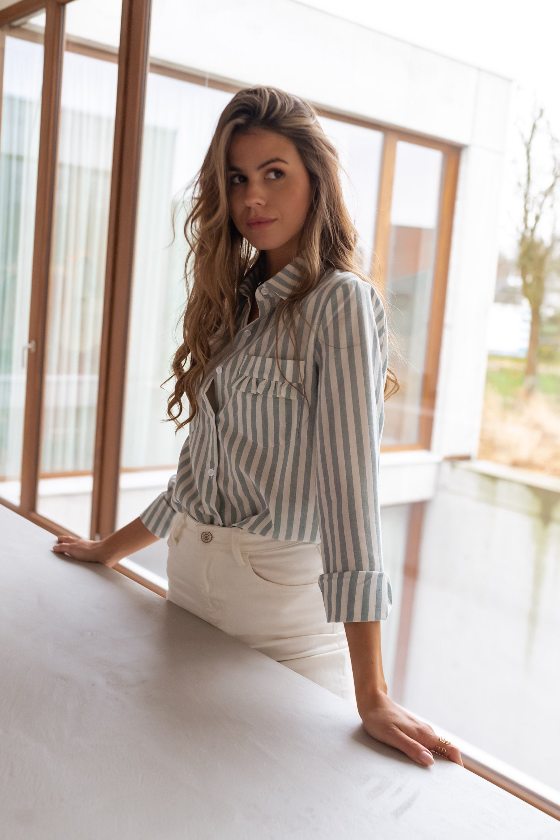 Praia White Shirt With Lines