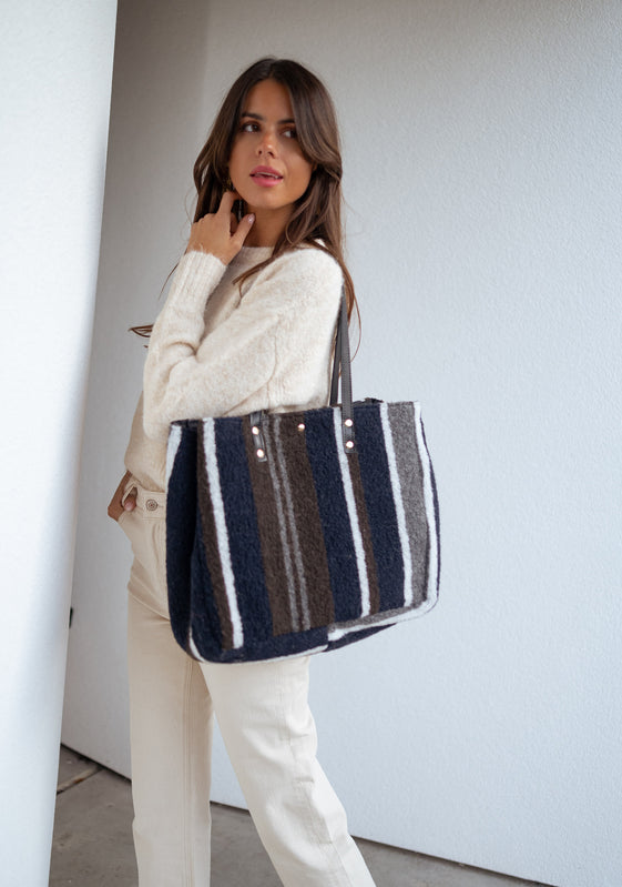 Blue Leah Striped Bag