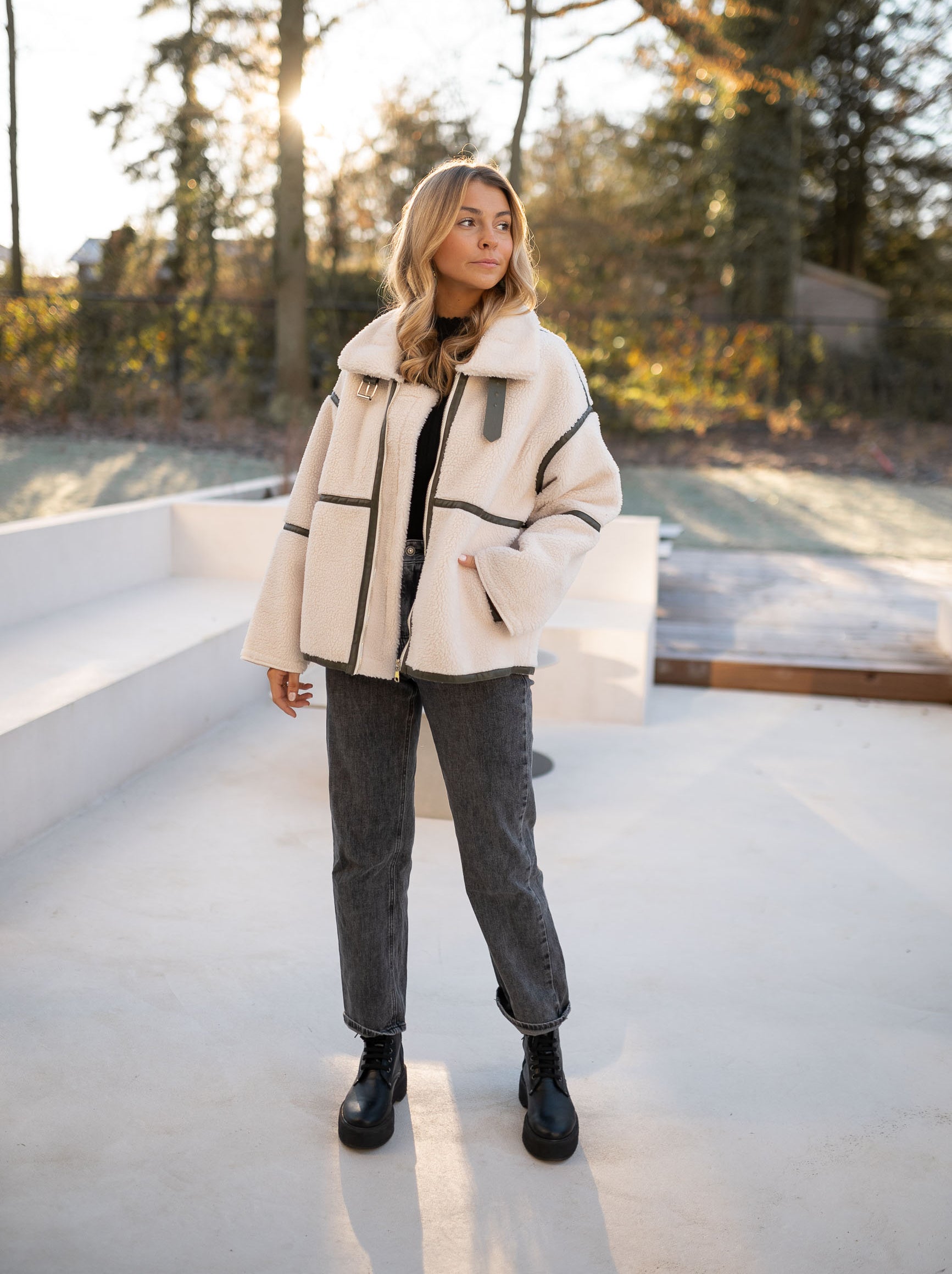 Khaki shearling Nita Jacket