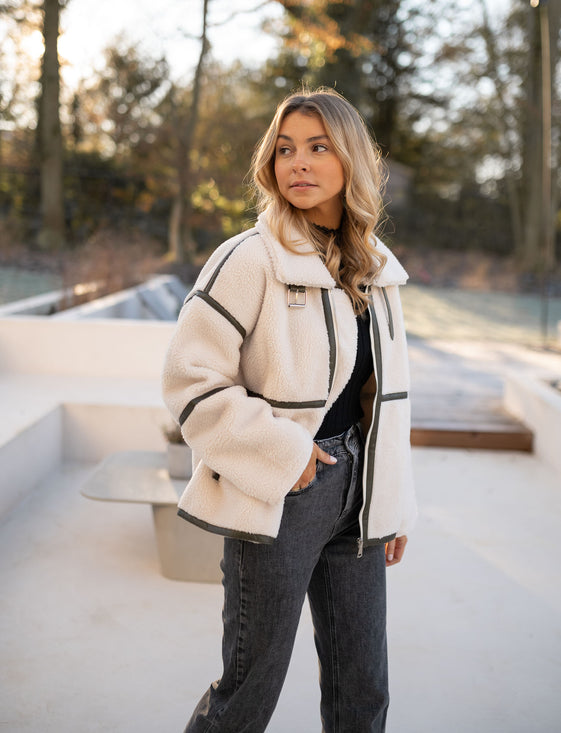 Khaki shearling Nita Jacket