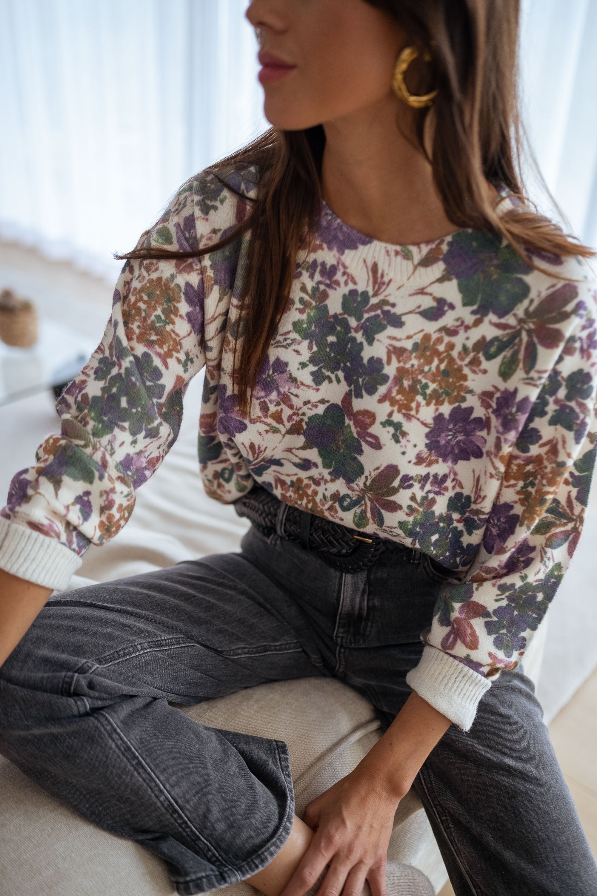 Mauve Anna Floral Sweater