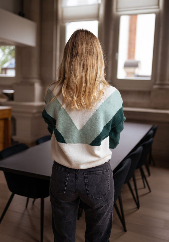 Green and Ecru Neve Sweater