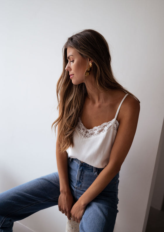 White Selena Cami